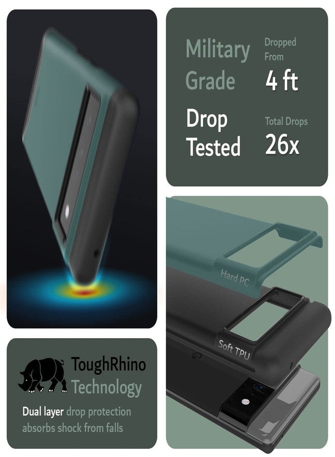 توديا جراب TUDIA DualShield Merge لهاتف Google Pixel 6 Pro 2021 - مقاوم للصدمات، بمواصفات عسكرية، مانع للانزلاق، تصميم نحيف بطبقتين، غطاء حماية متين وقوي - أخضر غامق - Image 3